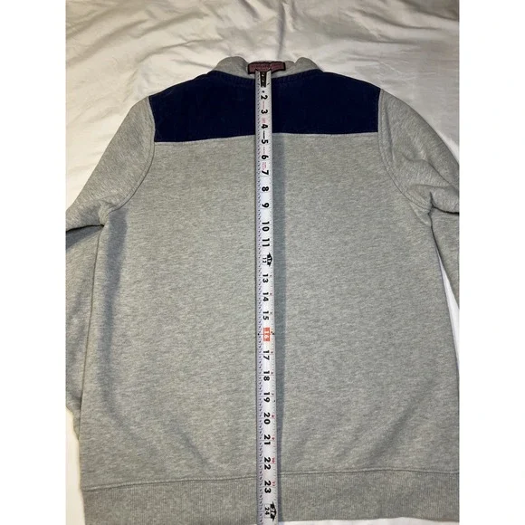 Vineyard Vines Sweater  Kids XL (18) Gray & Blue 1/4 Zip Pullover Preppy Casual - Picture 10 of 12